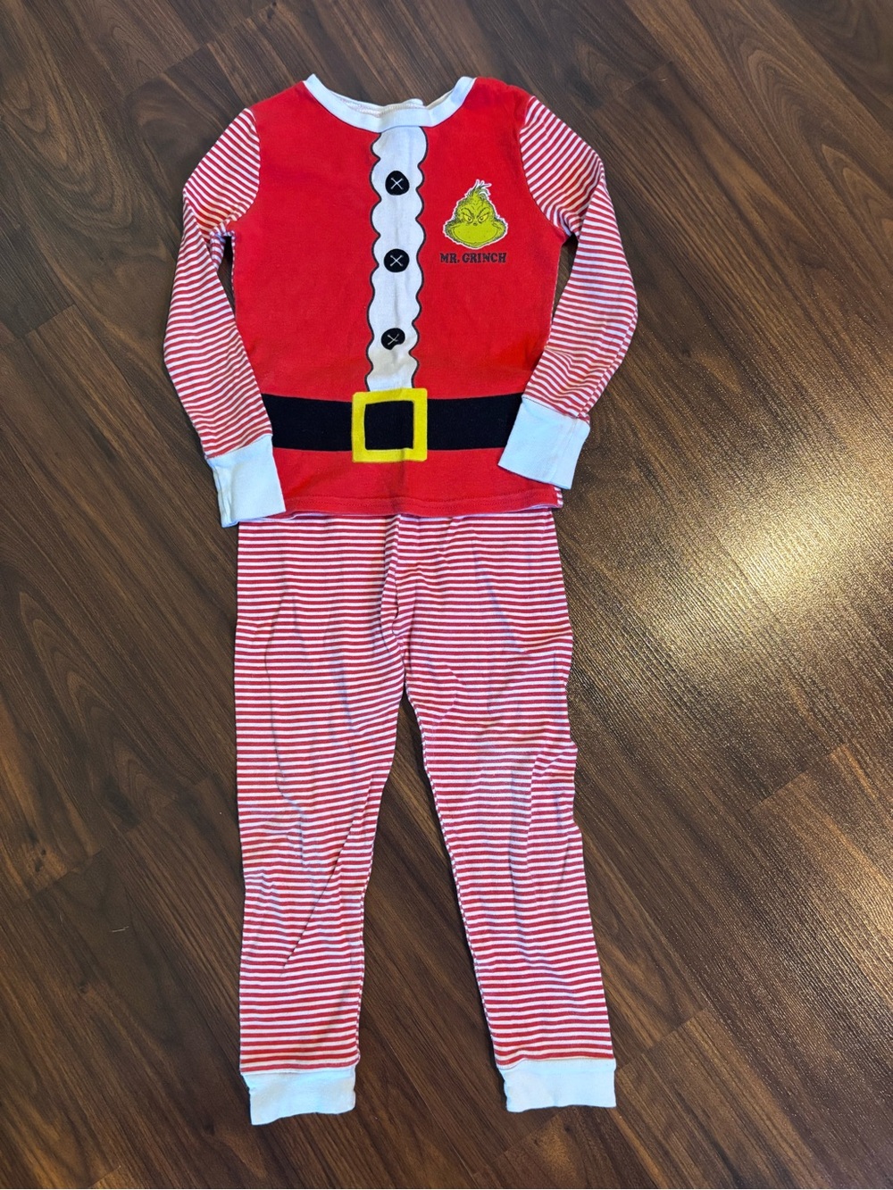 Dr. Seuss Kids Red & White Mr. Grinch Santa Pajama Costume Set